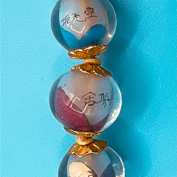 Reverse Painted Glass Prayer Beads Vintage - Picture 4 of 6